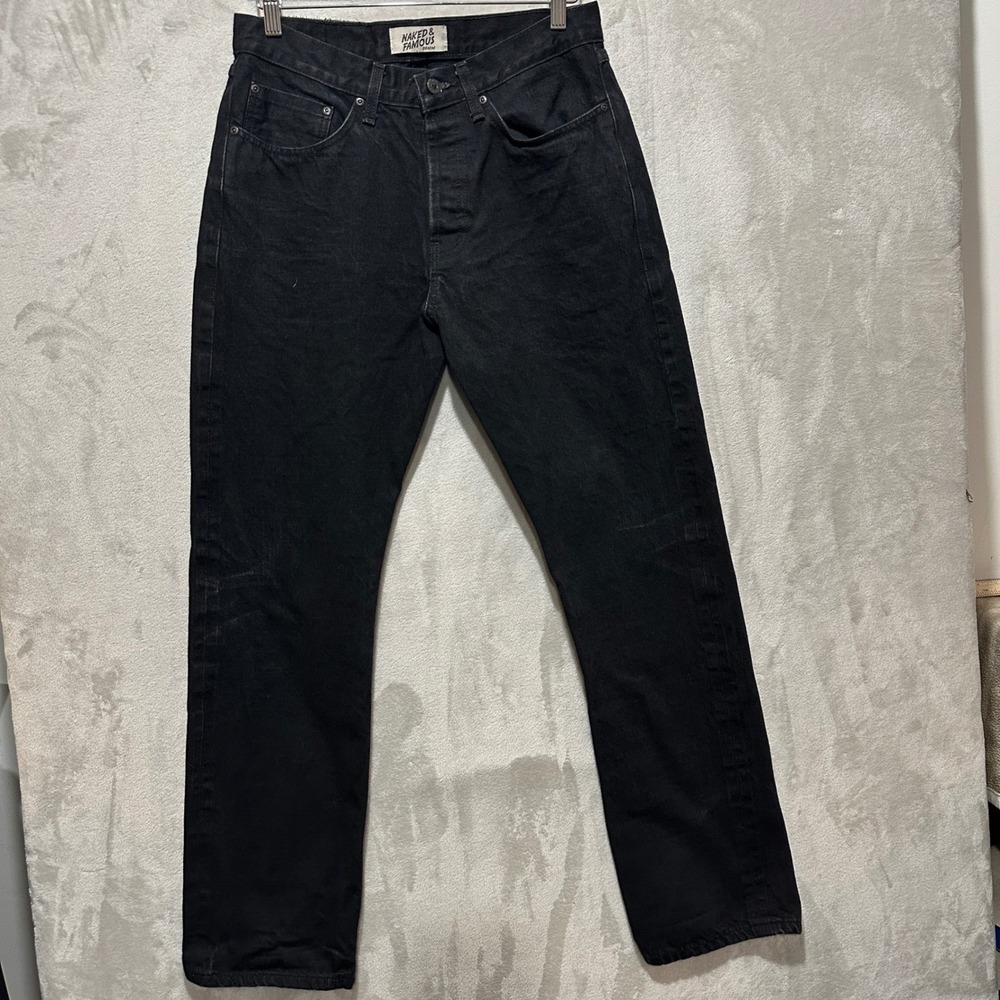 Naked & Famous True Guy Solid Black Selvedge Denim Jeans Canada Made Size 32